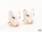White and rose gold panther face studs