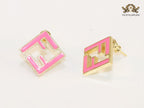 Pink Double F gold studs