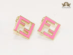 Pink Double F gold studs