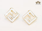 White Double F gold studs