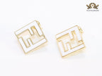White Double F gold studs