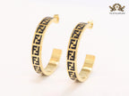 Black Double F gold hoops