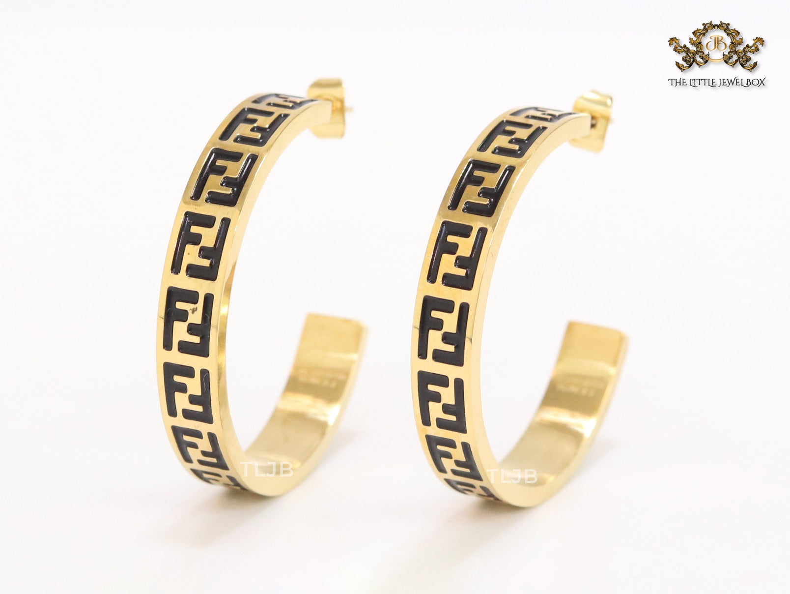 Black Double F gold hoops