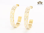White Double F gold hoops
