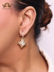 White MOP gold & cz danglers
