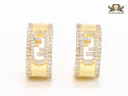 Double F cz on gold hoops