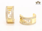 Double F cz on gold hoops