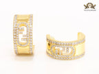 Double F cz on gold hoops