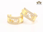 Double F cz on gold hoops