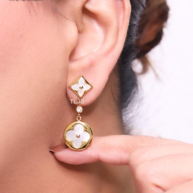 MOP white and gold earrings