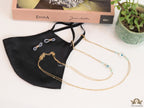 Golden mask chains with MOP evil eye clovers