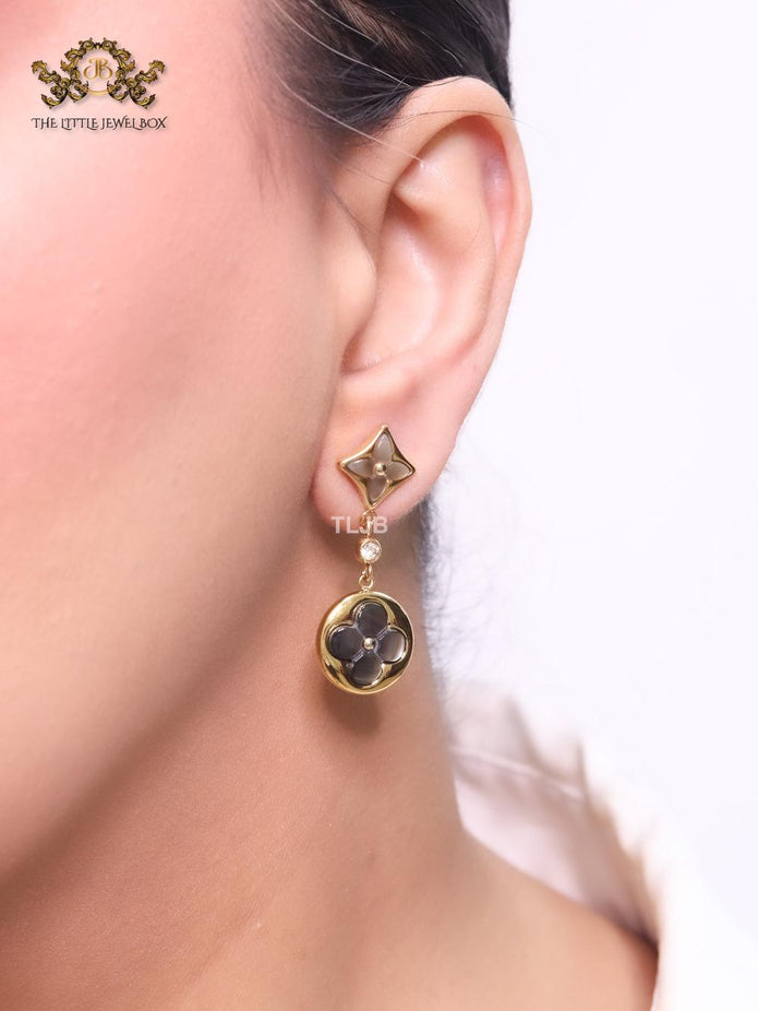MOP black and gold earrings