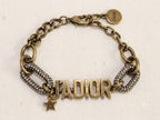 Antique Gold plated cz link chain bracelet with Alphabet CD