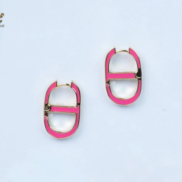 Alphabet CD pink enamel earrings