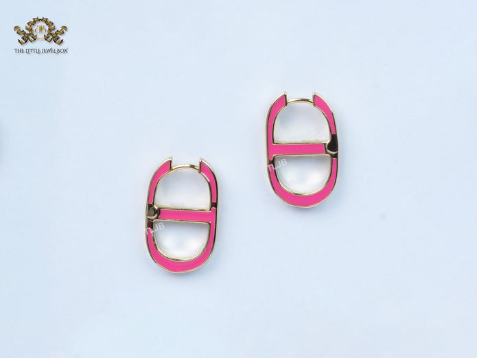 Alphabet CD pink enamel earrings