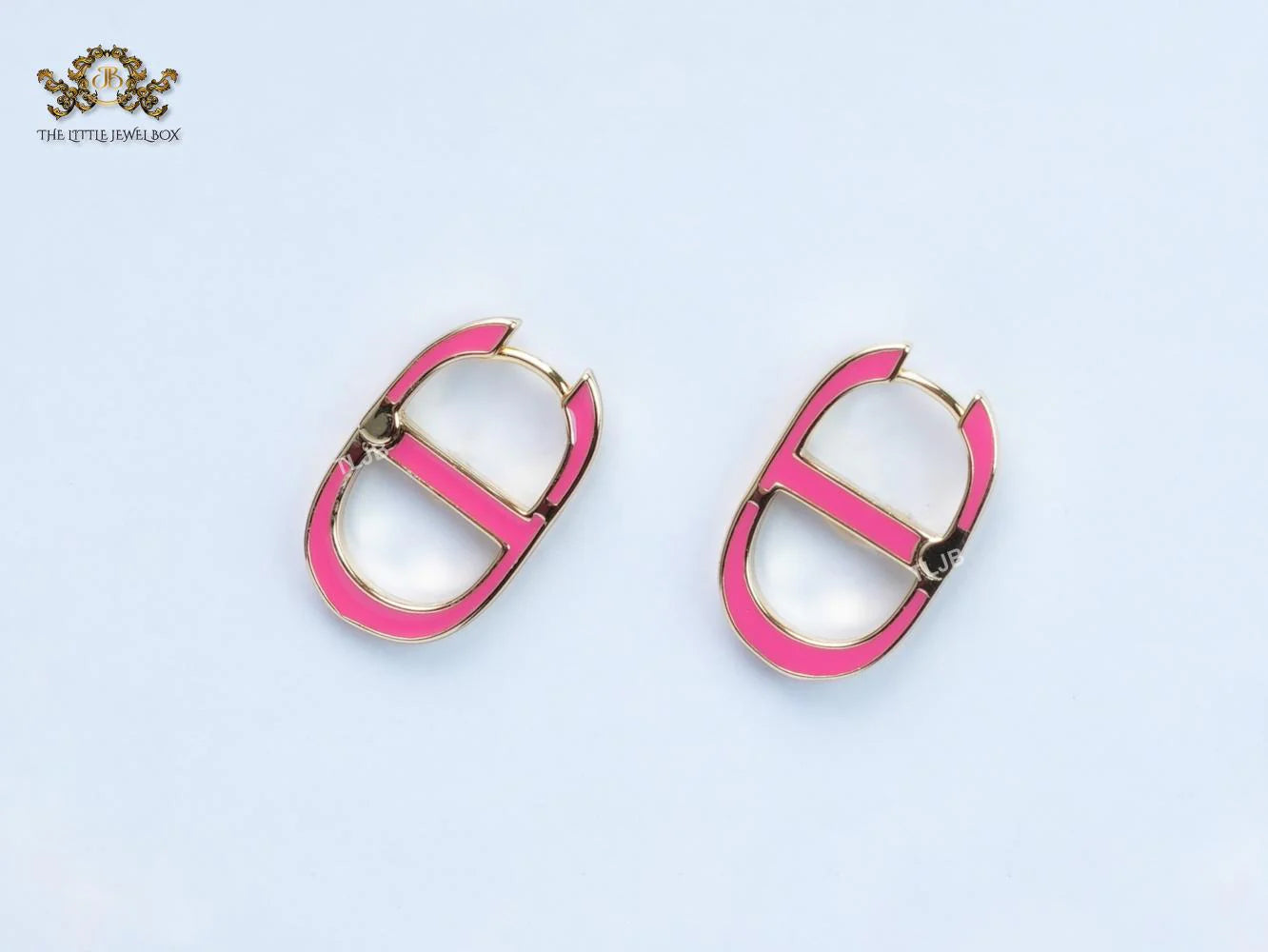 Alphabet CD pink enamel earrings