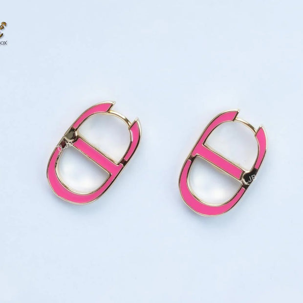 Alphabet CD pink enamel earrings