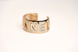 Alphabet C Broad Cuff Bracelet with White Enamel Gold Plating | Designer Fashion Bangle