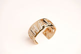 Alphabet C Broad Cuff Bracelet with White Enamel Gold Plating | Designer Fashion Bangle