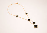 Alphabet VCA 5 Petal Gold Chain in Black | Designer Fashion Necklace