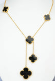 Alphabet VCA 5 Petal Gold Chain in Black | Designer Fashion Necklace