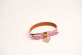 Alphabet P Pink Leather Belted Strap Bracelet | Designer Fashion Wristband