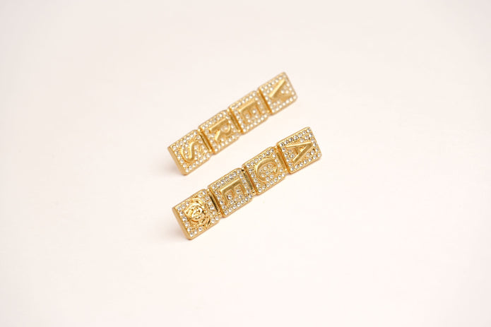Alphabet V Signature Danglers in CZ | Luxury Drop Earrings