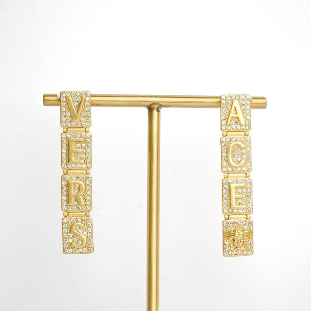 Alphabet V Signature Danglers in CZ | Luxury Drop Earrings