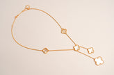 Alphabet VCA 5 Petal Gold Chain in Black | Clover Charm Necklace