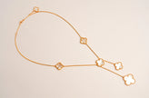 Alphabet VCA 5 Petal Gold Chain in White MOP Clover Charm Necklace