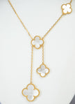 Alphabet VCA 5 Petal Gold Chain in Black | Clover Charm Necklace