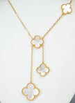 Alphabet VCA 5 Petal Gold Chain in White MOP Clover Charm Necklace