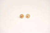 Alphabet CD White Textured Stone Studs with Pearl in Gold | Elegant Earrings