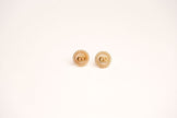 Alphabet CD White Textured Stone Studs with Pearl in Gold | Elegant Earrings