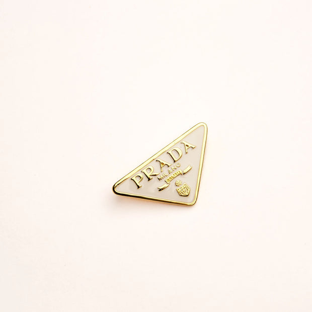 Alphabet P Cream Enamel Gold Plated Brooch | Statement Letter Pin for Women
