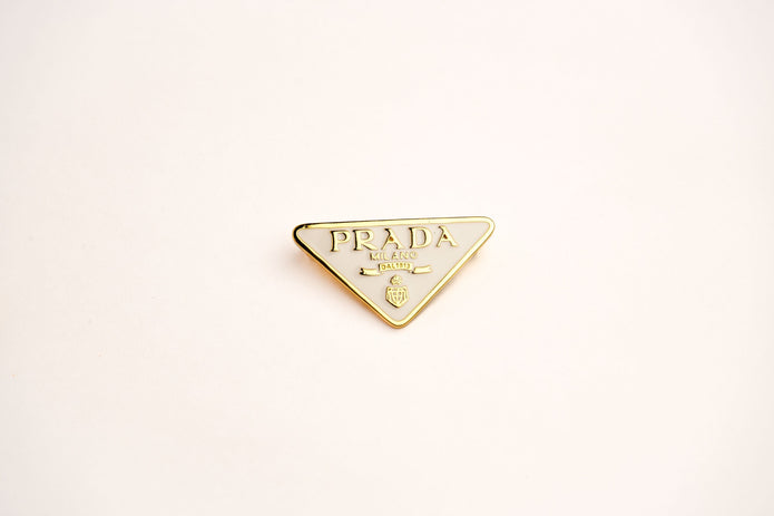 Alphabet P Cream Enamel Gold Plated Brooch | Statement Letter Pin for Women