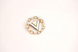 Alphabet L V Gold Plated Brooch with CZ | Luxury Letter Pin Fashion Jewelry