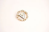 Alphabet L V Gold Plated Brooch with CZ | Luxury Letter Pin Fashion Jewelry