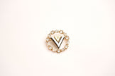 Alphabet L V Gold Plated Brooch with CZ | Luxury Letter Pin Fashion Jewelry