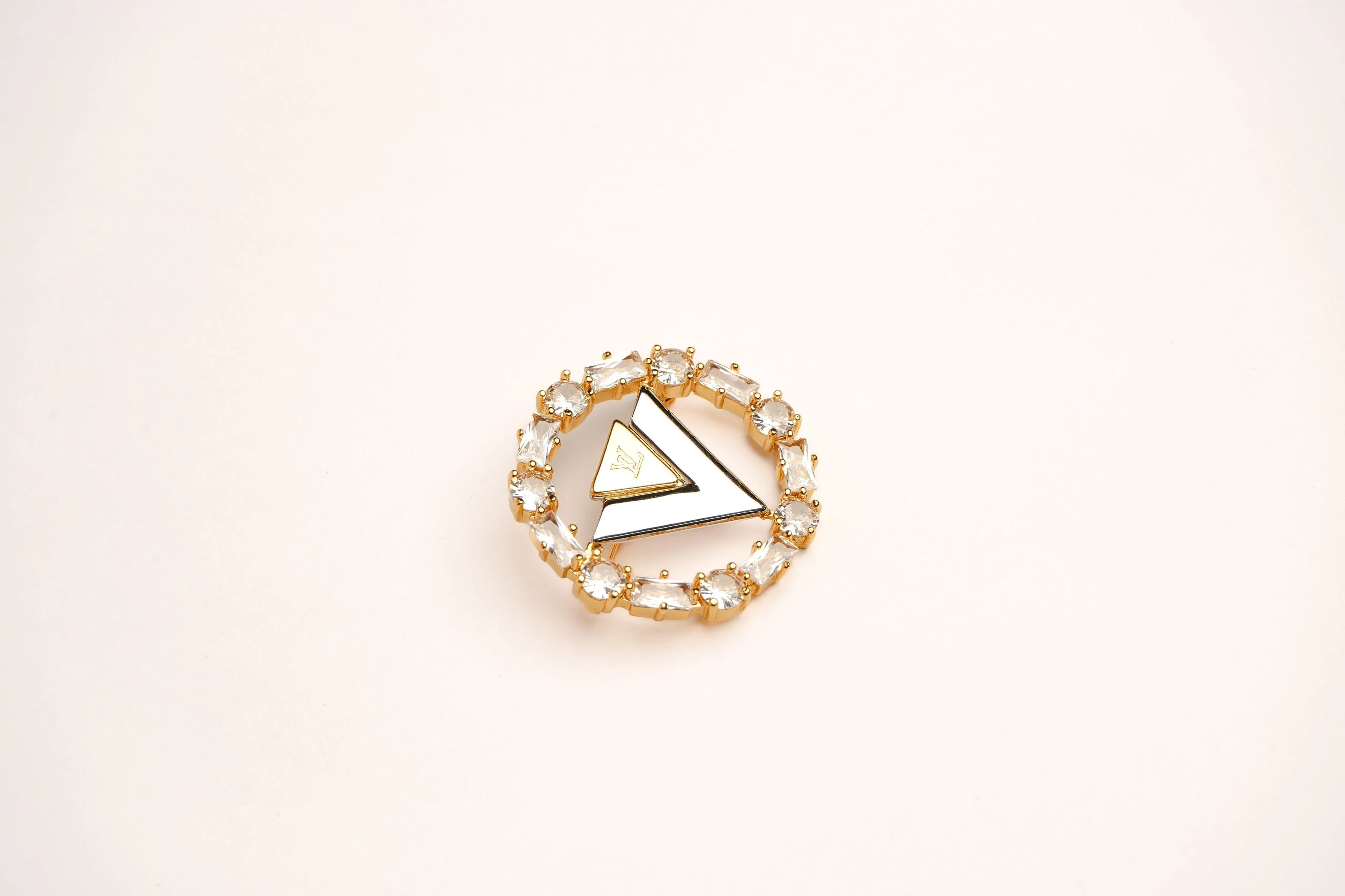 Alphabet L V Gold Plated Brooch with CZ | Luxury Letter Pin Fashion Jewelry