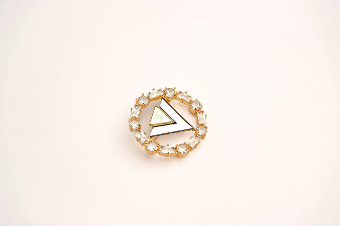 Alphabet L V Gold Plated Brooch with CZ | Luxury Letter Pin Fashion Jewelry