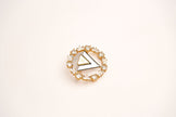 Alphabet L V Gold Plated Brooch with CZ | Luxury Letter Pin Fashion Jewelry