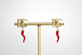 Alphabet DG Red Chilly Studs in Gold | Fun Fashion Earrings