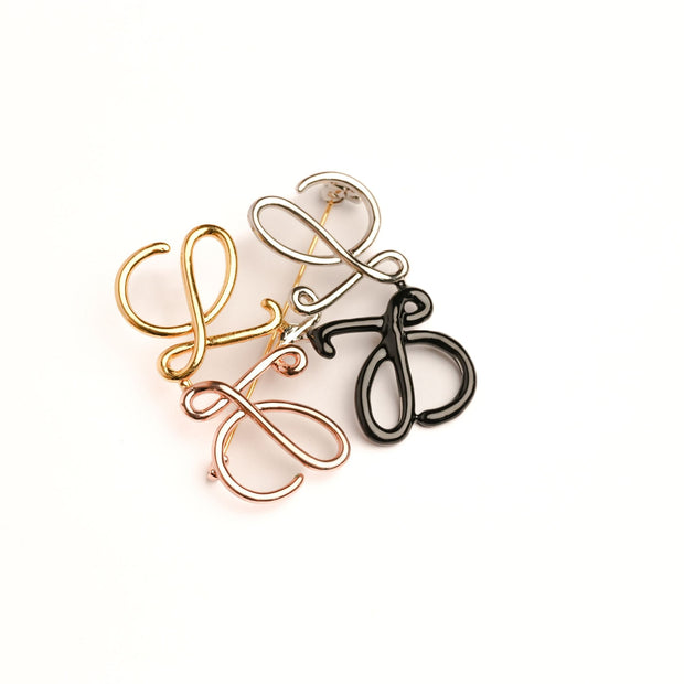 Alphabet LW 4 Tone Plated Brooch | Designer Inspired Fashion Pin