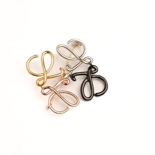 Alphabet LW 4 Tone Plated Brooch | Designer Inspired Fashion Pin