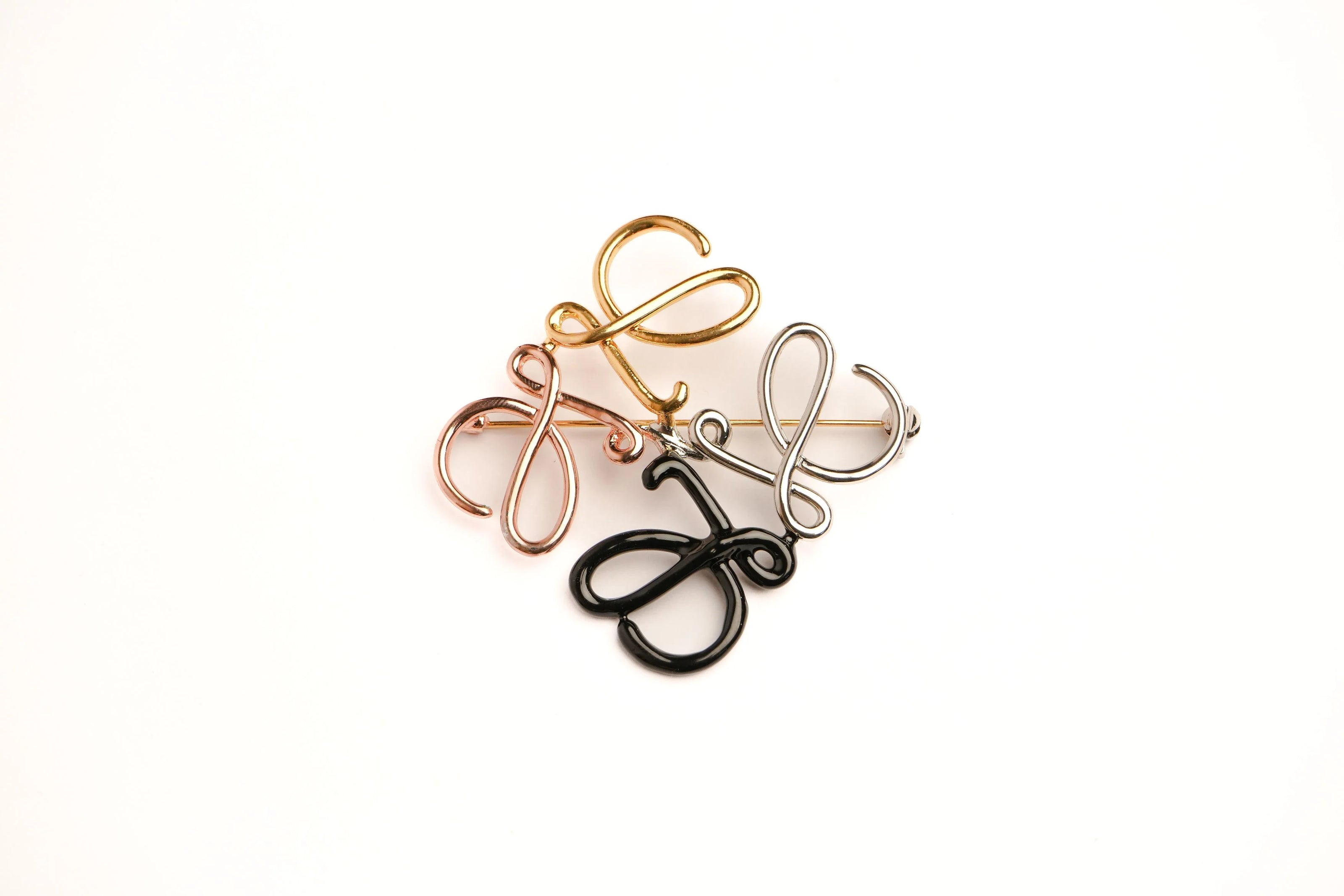 Alphabet LW 4 Tone Plated Brooch | Designer Inspired Fashion Pin