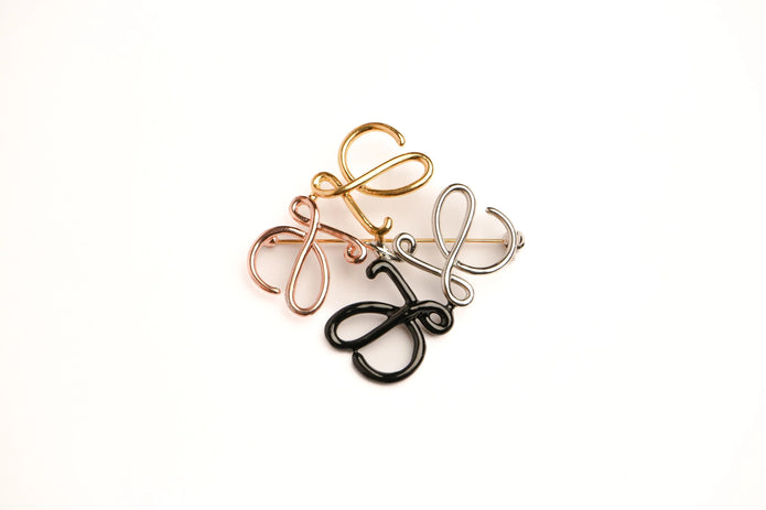 Alphabet LW 4 Tone Plated Brooch | Designer Inspired Fashion Pin