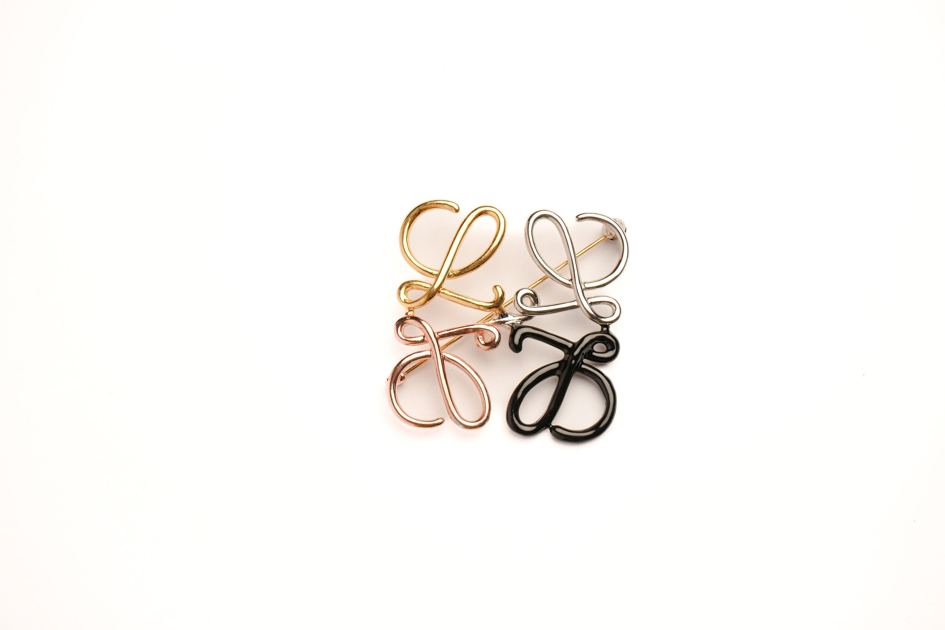 Alphabet LW 4 Tone Plated Brooch | Designer Inspired Fashion Pin
