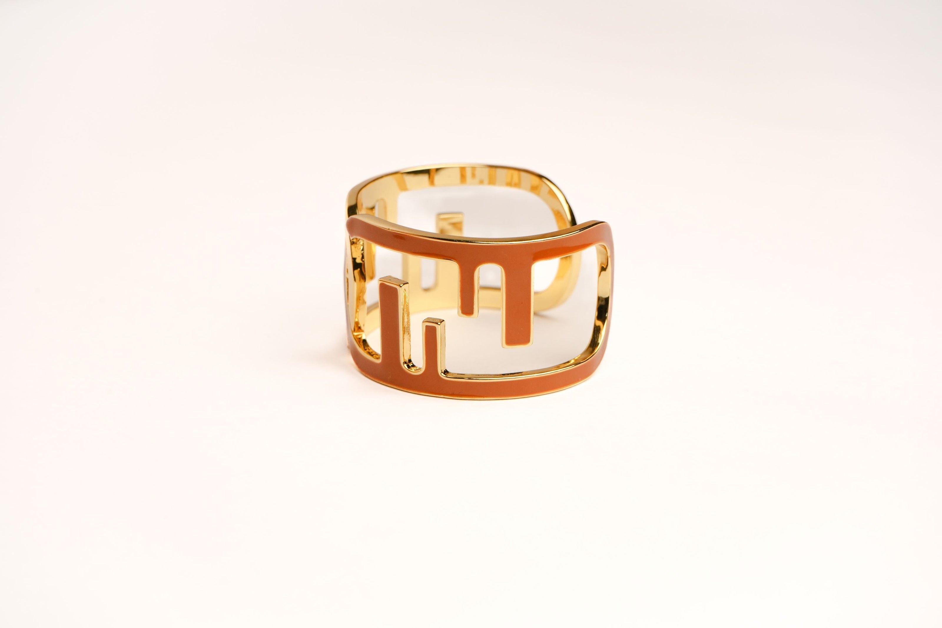 Alphabet F Broad Enamel Cuff Bracelet | Bold Fashion Statement Jewelry