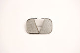 Alphabet V Platinum Plated Brooch with CZ Stones | Elegant Letter Pin